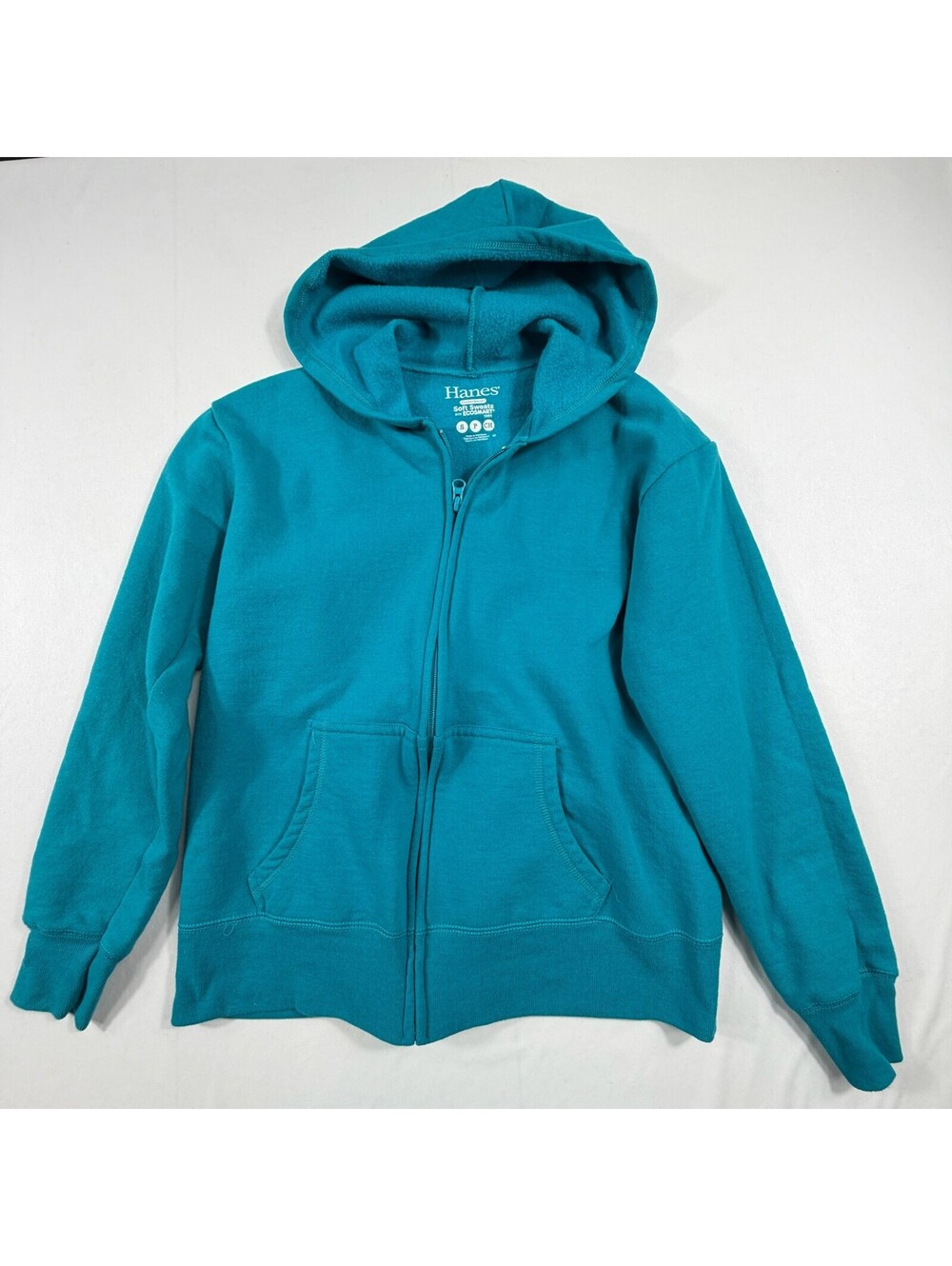 Hanes ComfortBlend Soft Sweats EcoSmart Yarn Teal Zip-Up Hoodie Small